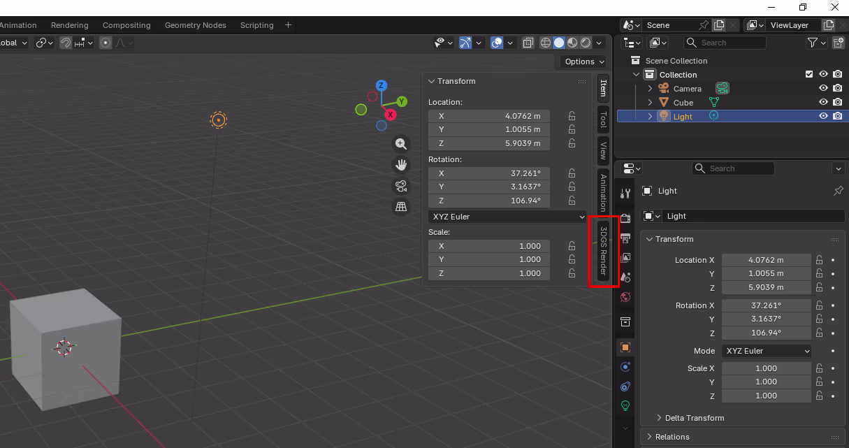 3DGS Render addon in Blender N-panel
