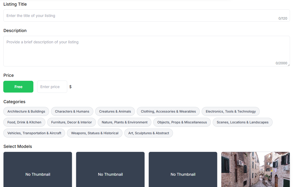 Listing Creation UI